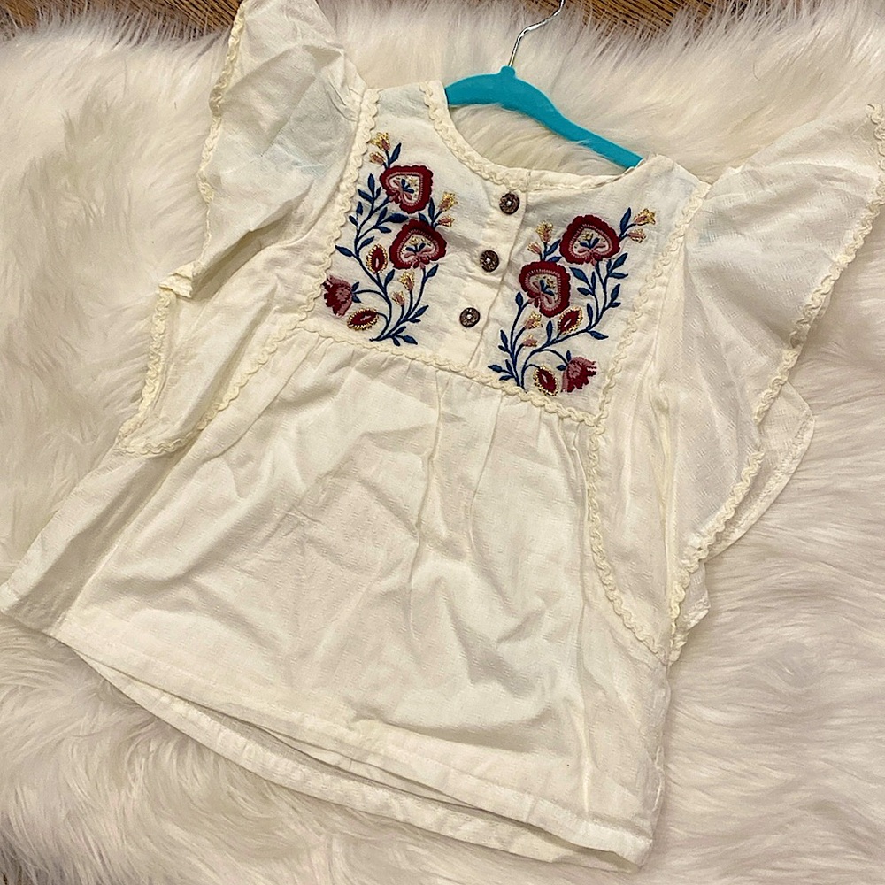 18m Embroidered Floral Cotton Blouse NWOT